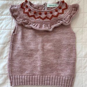 Zig Zag Ruffle Tank Sweater- Rose Blush 4/5